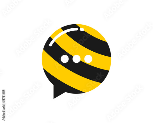 Combination bubble chat with bee sting logo