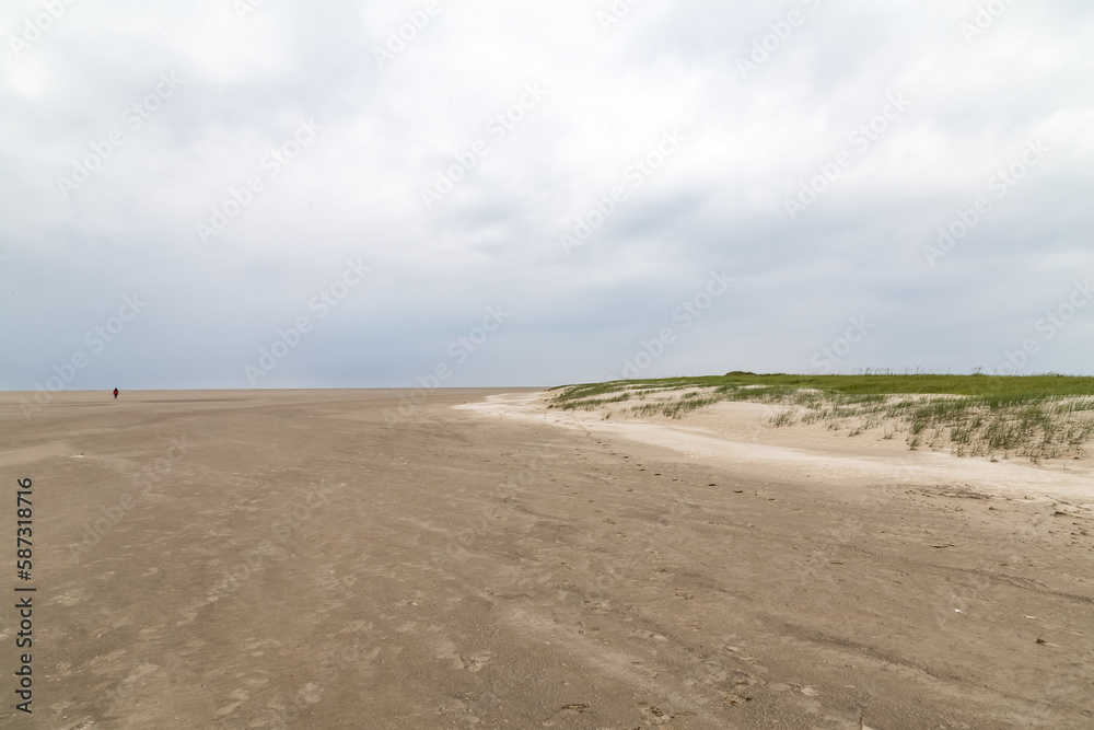 Dune landscape at low tide in St. Peter-Ording, North Friesland, Schleswig-Holstein, Germany, Europe