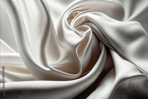 White shiny silk fabric background. Generative ai.
