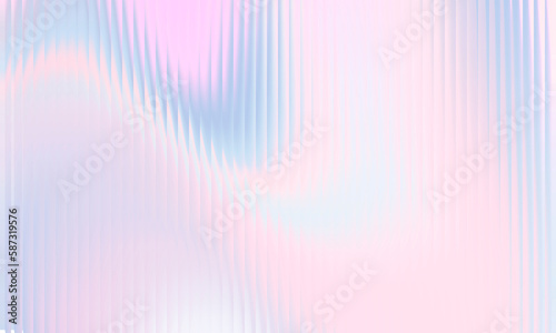 Colorful holographic gradient background with ribbed effect. Trendy pearlescent rainbow prism effect. Refraction of corrugated ribbed glass.