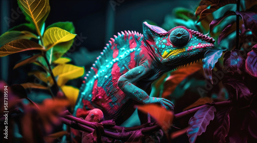 Surreal chameleon in vibrant colors - Generative AI © Zerbor