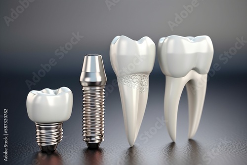 Single Dental Implant with Fitting Screw, Close-up View of Dental Surgery
