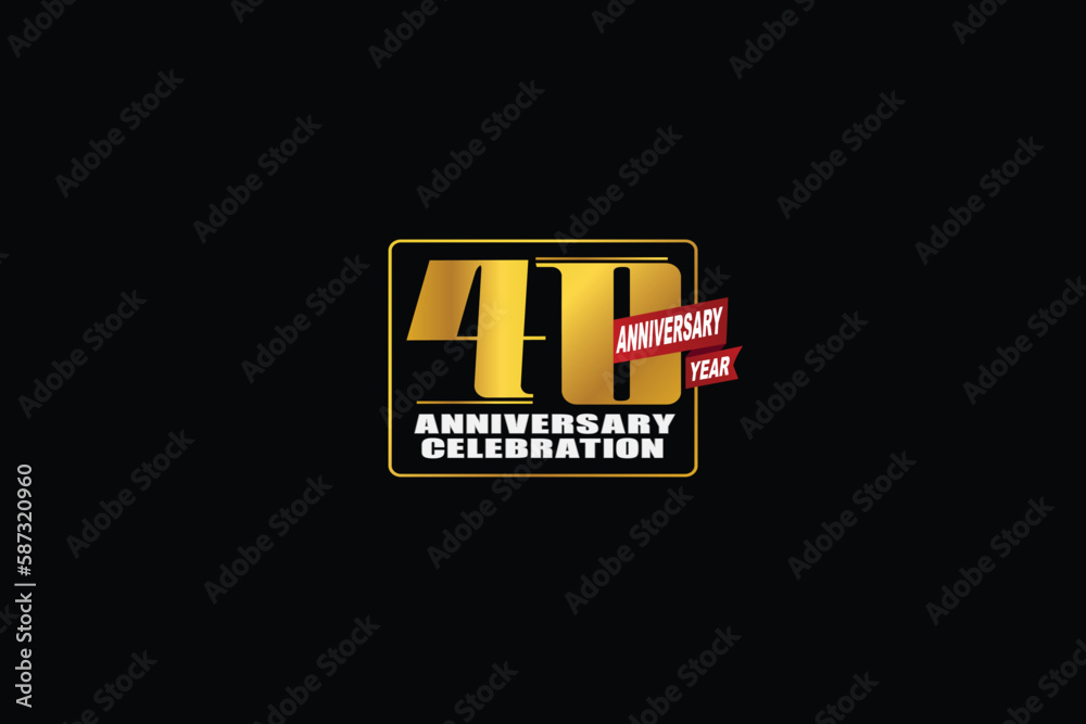 40th, 40 years, 40 year anniversary celebration rectangular abstract style logotype. anniversary with gold color isolated on black background, vector design for celebration vector.eps