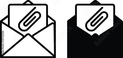 Attachment icon sheet, simple trendy flat style line and solid Isolated vector illustration on white background. For apps, logo, websites, symbol , UI, UX, graphic and web design. EPS 10.