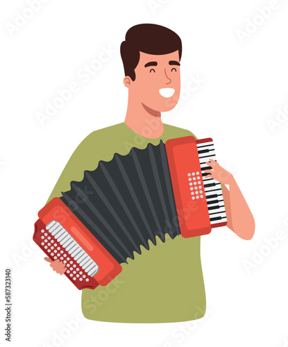Musician playing an accordion