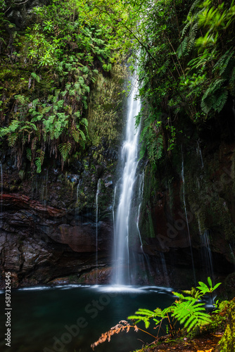 Fototapeta Naklejka Na Ścianę i Meble -  25 Fontes Waterfall and springs in Rabacal, Medeira island of Portugal