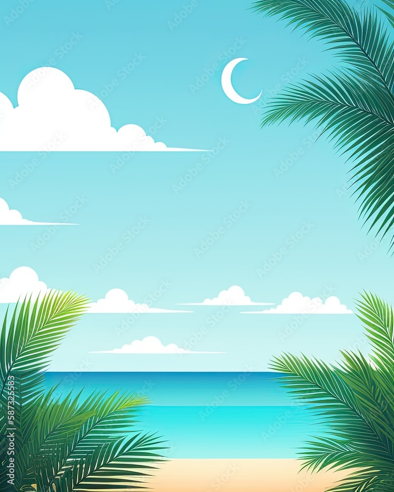 A Tranquil Beach Scene, Alive with Beauty Generative Ai