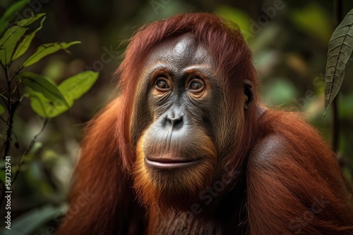 The only Asian great found on the islands of Borneo and Sumatra is the orangutan, also known as Pongo Pygmaeus. Generative AI © AkuAku