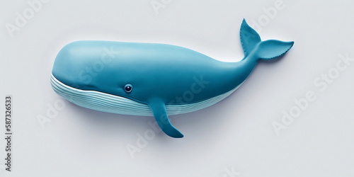 Blue whale isolated on white background. Generative AI