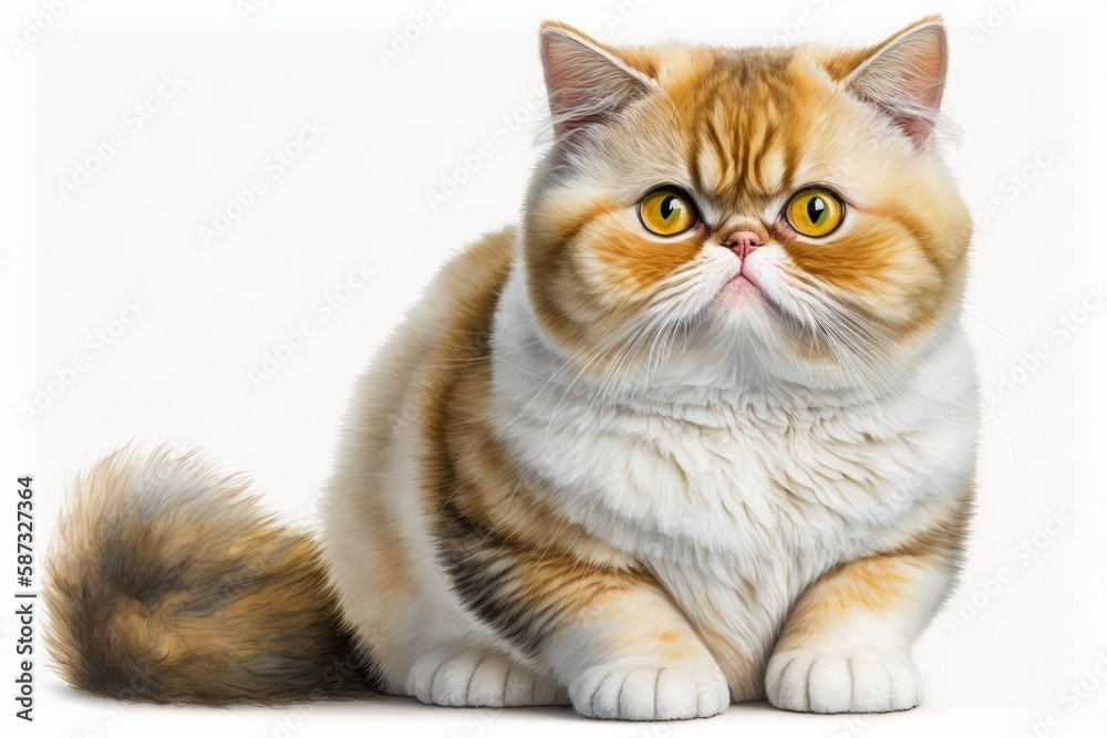 Exotic shorthair cat isolated on white background. (Generative AI)