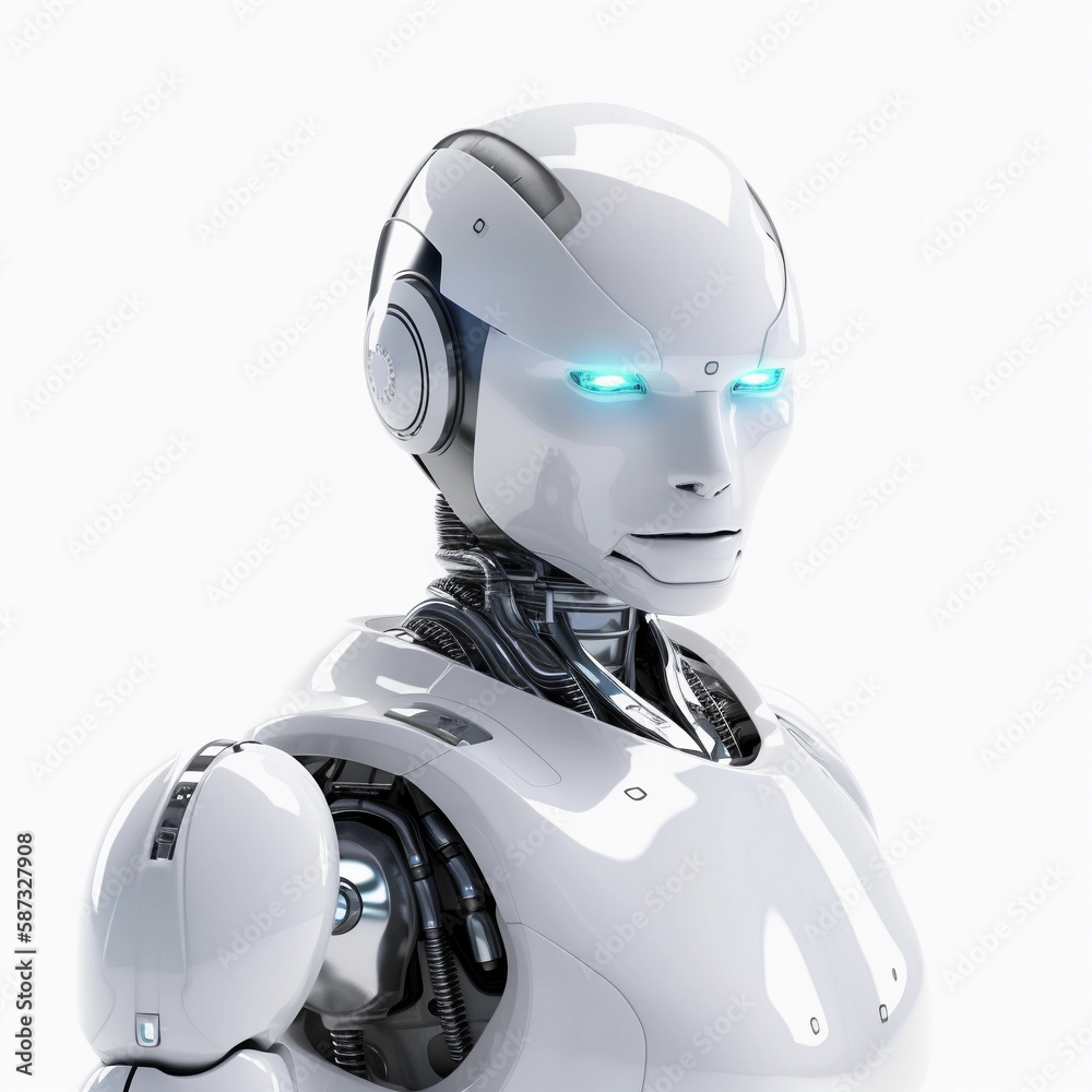 Futurischer weißer Roboter, Ai Bot , Futuristischer Ai Roboter, Künstliche Intelligenz, Ai generiert KI Futurischer weißer Roboter, Ai Bot , Futuristischer Ai Roboter, Künstliche Intelligenz, Ai generiert KI