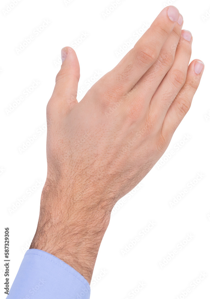 Businessman holding hand out in presentation Businessman holding hand out in presentation
