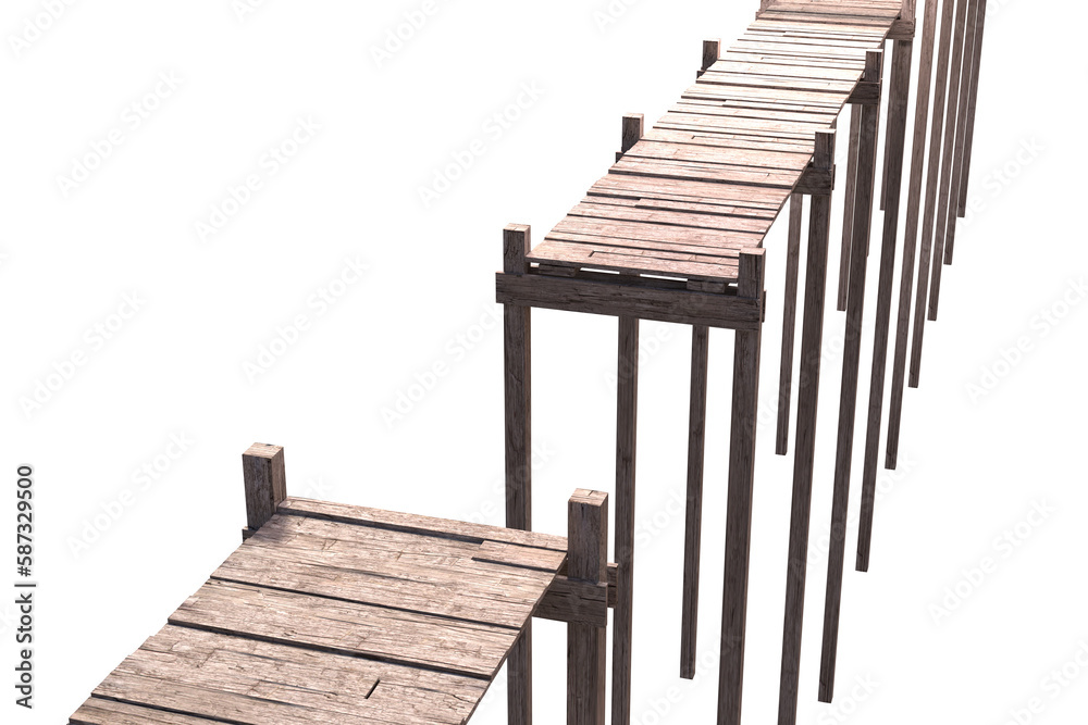 Fototapeta premium Wooden pier over white background
