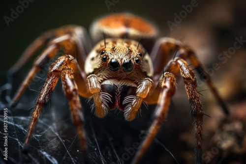 Spider macro photography. Focus on foreground. Generative AI © Pajaros Volando