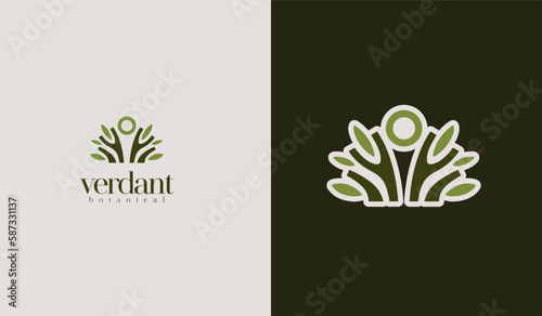 Leaf Flower Tree monoline. Universal creative premium symbol. Vector sign icon logo template. Vector illustration