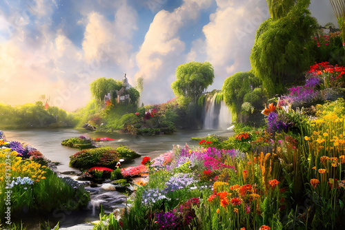 Paradise garden full of flo...