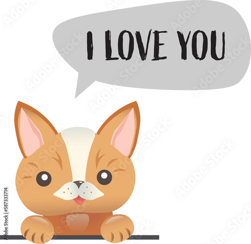 Fototapeta Naklejka Na Ścianę i Meble -  Cute Cat with I love you text on speech bubble