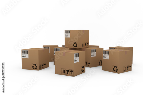 Group of graphic cardboard boxes