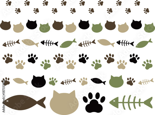 ねこのラインとアイコンセット　ナチュラル