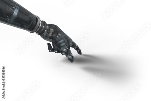 Black robot hand pointing