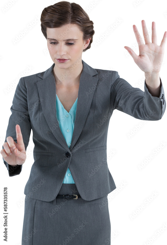 Businesswoman standing while using digital screen Businesswoman standing while using digital screen