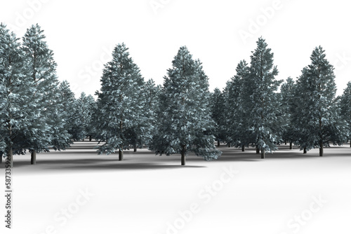 Fototapeta Naklejka Na Ścianę i Meble -  Digitally generated image of green forest during winter