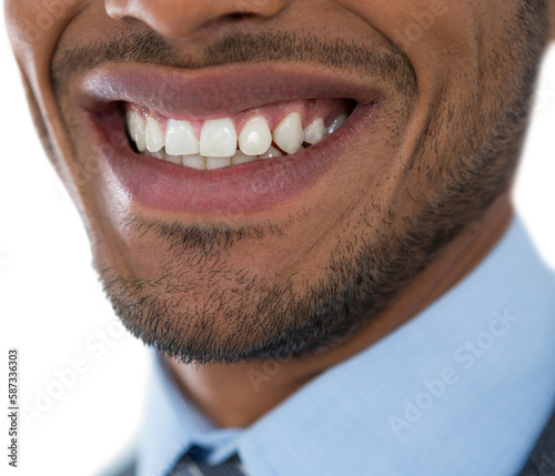 Mid section of smiling businessman