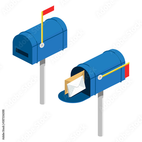 Post box isometric PNG illustration with transparent background