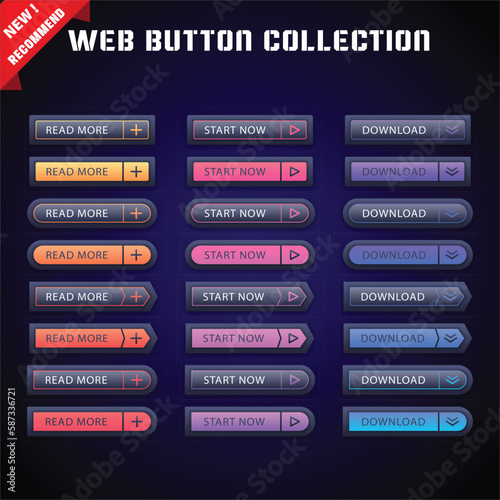 Gradient colored call to action buttons pack