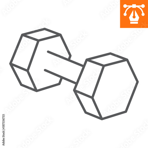 Dumbbell line icon, outline style icon for web site or mobile app, fitness and gym, weight vector illustration, vector graphics with editable strokes.