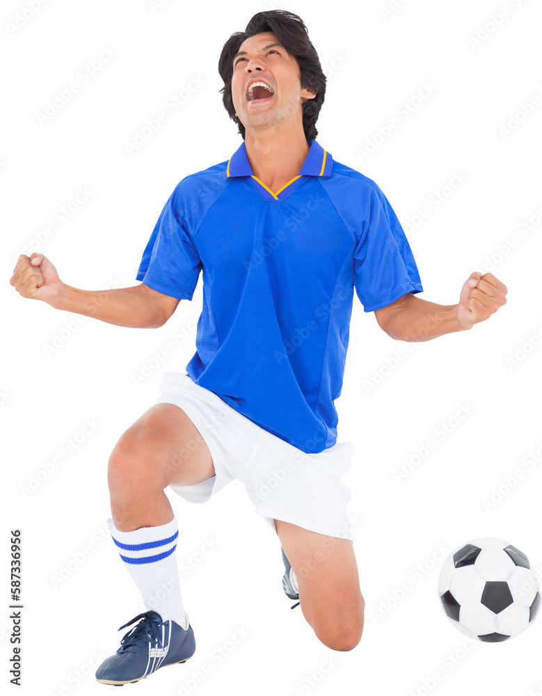 Football player screaming while looking up