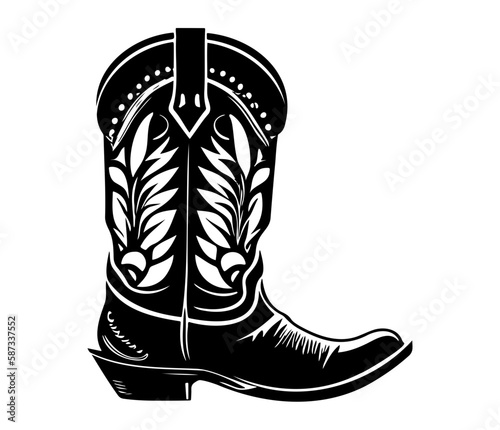 Cowboy boots, Cowgirl boots vector black graphic illustration photo