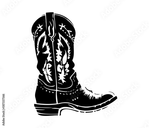 Cowboy boots, Cowgirl boots vector black graphic illustration