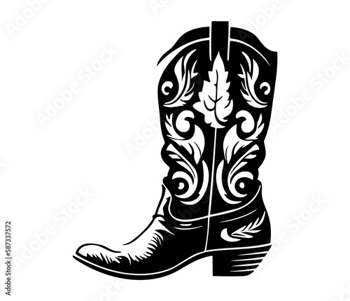 Cowboy boots, Cowgirl boots vector black graphic illustration photo