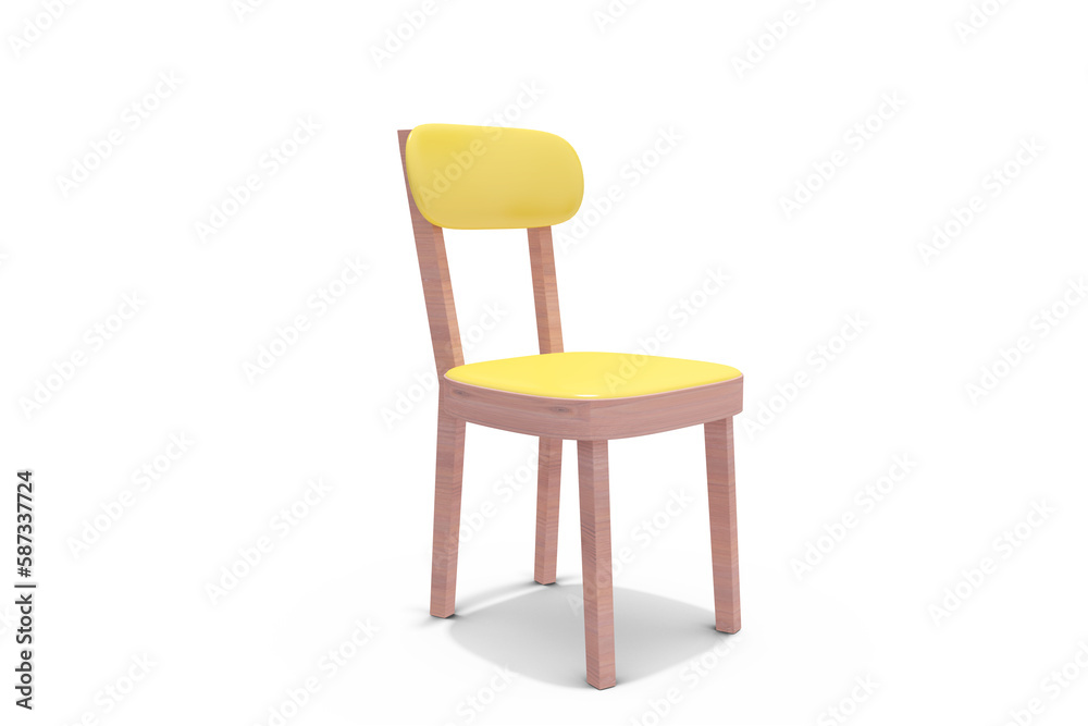 3d image of yellow wooden chair 3d image of yellow wooden chair
