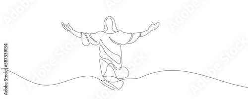 One continuous line drawing the minimal hand of Jesus Christ. Vector illustration