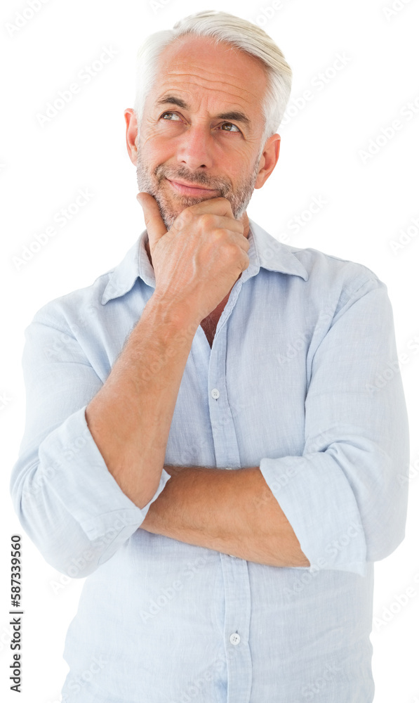 Thoughtful man posing with hand on chin Thoughtful man posing with hand on chin