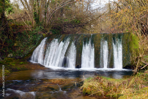 Corro waterfall on the Omecillo river. Valdegovia.   lava. Basque Country