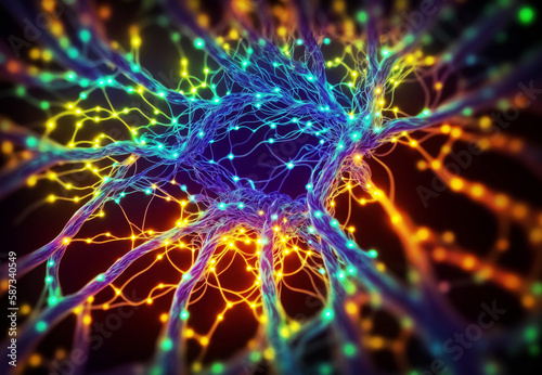 Neurons and nervous system. Nerve cells background. Science and medicine. Generative ai