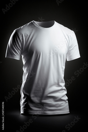 T-shirt mockup. White blank t-shirt front and back views. Female and male clothes wearing clear attractive apparel tshirt models template. Generative AI