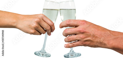 Cropped hand of couple holding champagne flute
