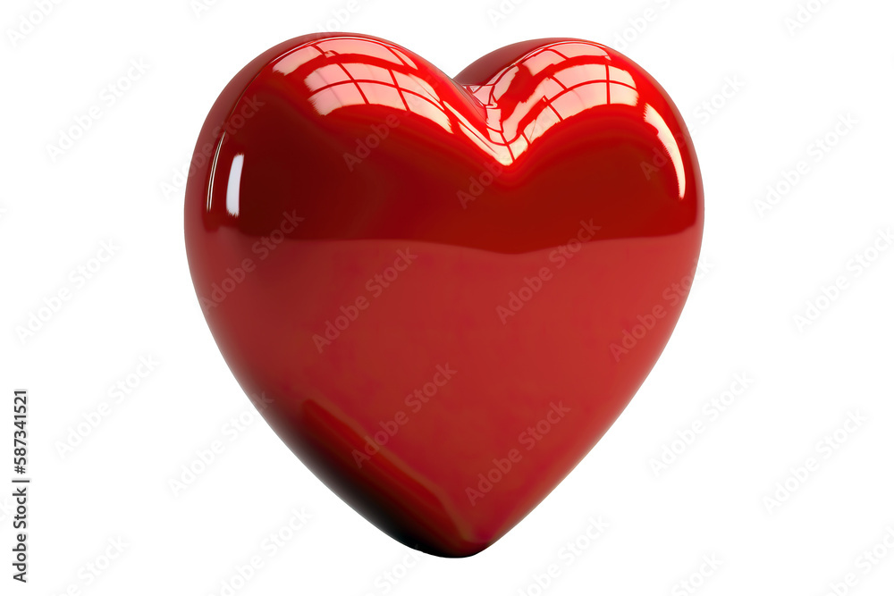 shiny red heart in 3d on transparent background, ai generated shiny red heart in 3d on transparent background, ai generated