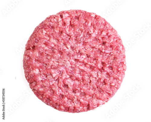 Mięso wołowe mielone do hamburgera na białym tle