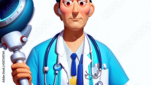 Expressive cartoon medical worker. Generative AI