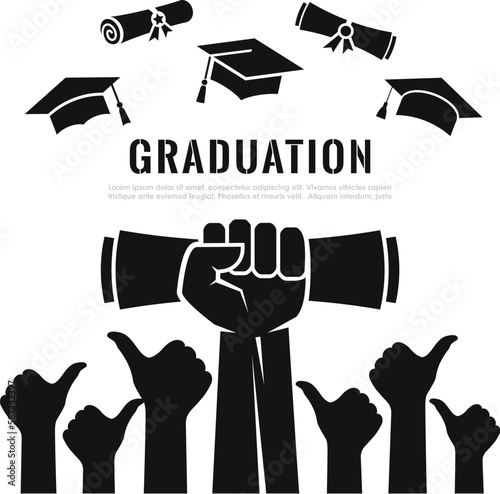 Graduation vector poster, abstract educational design
