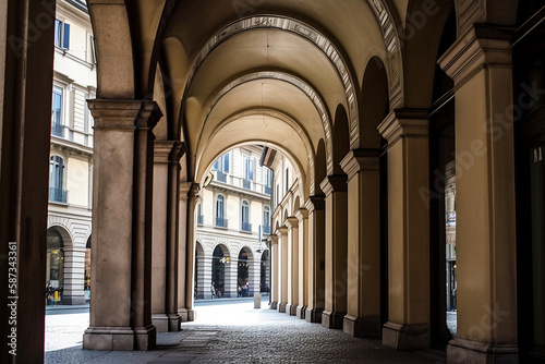 Italian Archways.  Generative AI. A digital painting of beautiful Italian archway architecture.