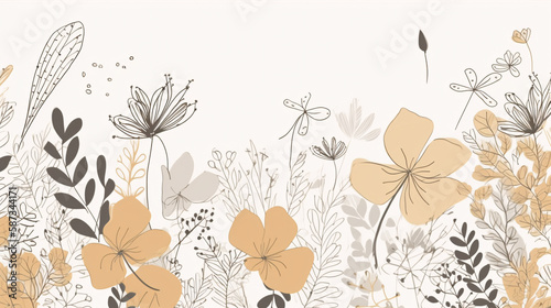 grass and flowers vector background generative ai