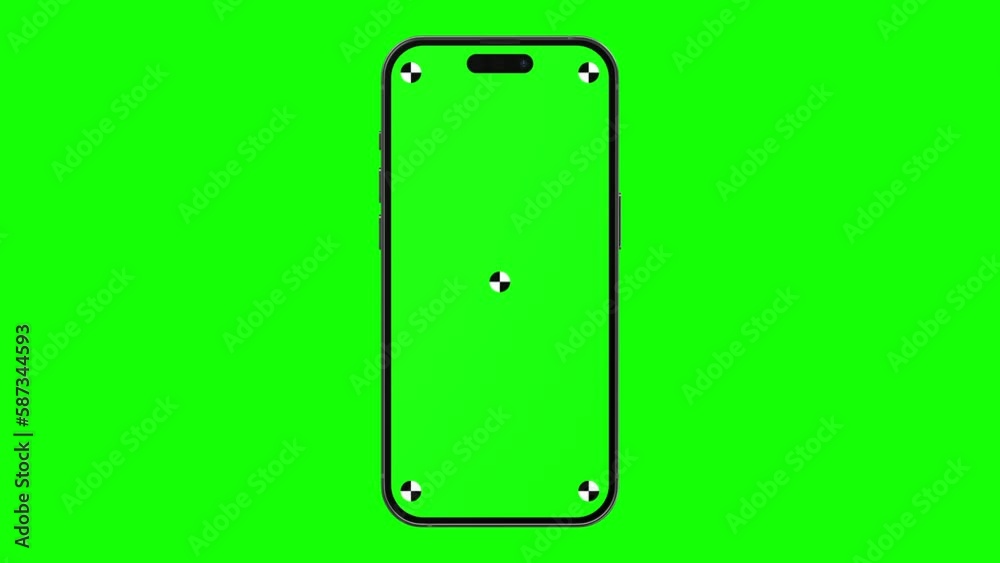Smartphone with green screen isolated on green screen background. 4K animation with mobile phone mockup