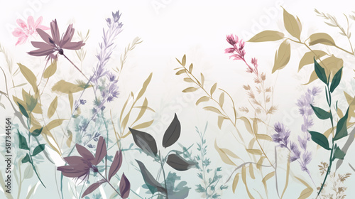 flowers with leaf botanical clean background generative ai