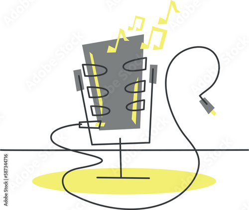 microphone line flat vector minimalism